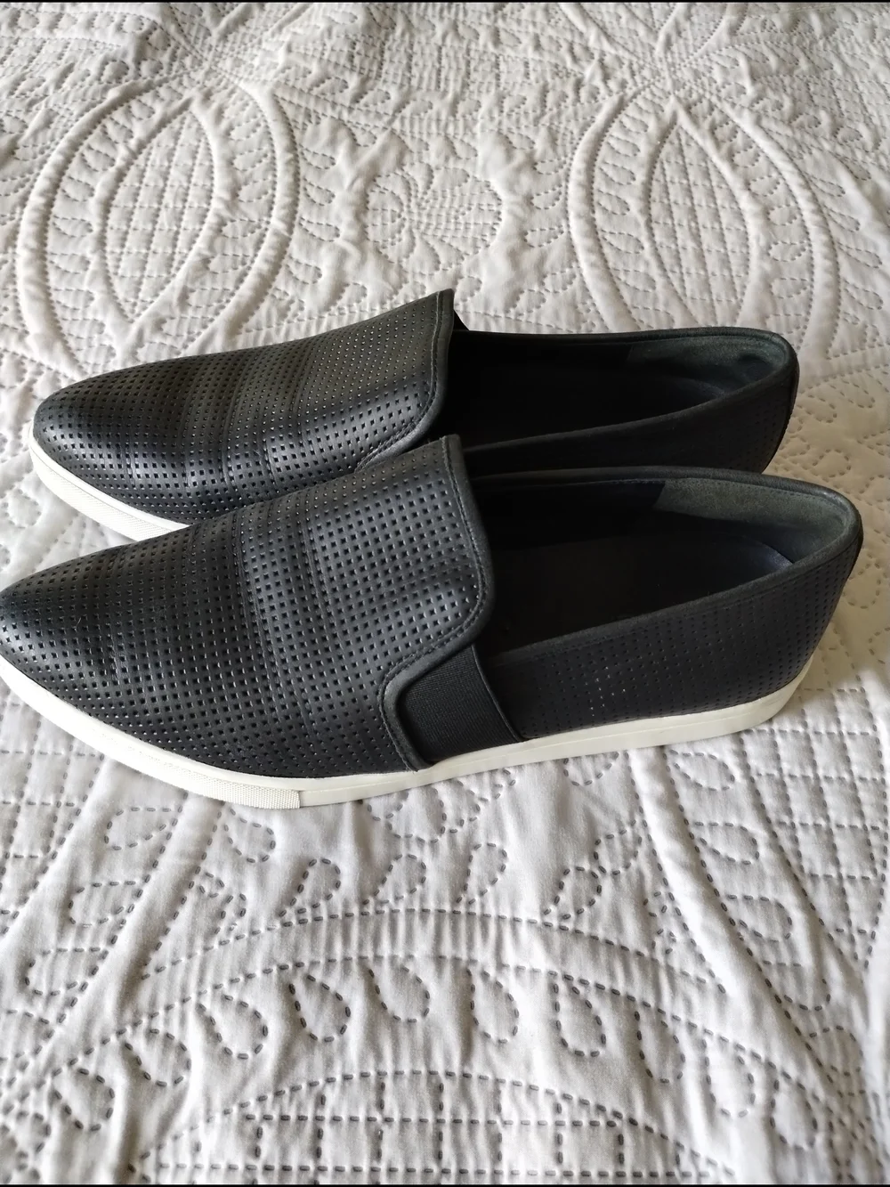 Vince Men's Black Perforated Slip-On Casual Shoes - Classic Comfort